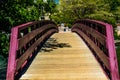 Close Up Of Wooden Walking Bridge Over River Royalty Free Stock Photo