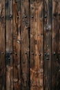 A close up of a wooden wall with metal nails