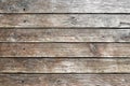 Close-up of wooden wall of rural house. Old, dry, weathered boards with deep cracks, with rusty nails driven in. Texture of wood. Royalty Free Stock Photo