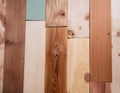 A close up of a wooden wall with various planks