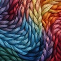 Close-up woolen texture transformed into a vibrant symphony of colors and patterns