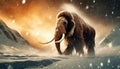 Woolly Mammoth in a Snowy Landscape - Generative Ai