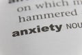 Close up of the word anxiety