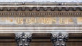 Close-up of the word `Bourse` written in French on the facade of the Palais Brongniart Royalty Free Stock Photo