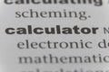 Close up of word Calculator