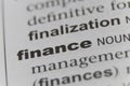 Close up of word finance Royalty Free Stock Photo