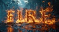 A close up of the word fire written in flames, AI Royalty Free Stock Photo