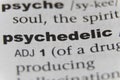 Close up of the word psychedelic