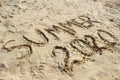 Close up word Summer 2020 written on sand Royalty Free Stock Photo