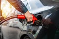 Car refueling on the petrol station. close up Royalty Free Stock Photo