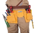 Close-up on worker's toolbelt Royalty Free Stock Photo