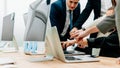 close up. working group together pointing at the laptop screen Royalty Free Stock Photo