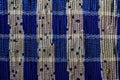 Close-up of woven carpet texture blue and white color Royalty Free Stock Photo