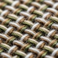 Close-up of a woven fabric displaying an interlaced pattern. Threads are tightly woven Royalty Free Stock Photo