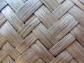 Close-up of a woven pattern featuring interlaced strips of a natural material, likely reed or bamboo Royalty Free Stock Photo