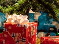 Close Up Of Wrapped Presents Under Christmas Tree