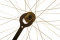 Wrench and bicycle spokes of bike wheel