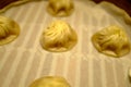 Close-up of the Xiao Long Bao or soup dumpling in bamboo steamers. Royalty Free Stock Photo