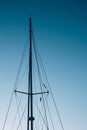 Close-up Of Yacht Masts Against The Blue Sky. Marine Theme