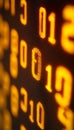 Close-up of Yellow Binary Code Digits on a Computer Screen, Representing Data Flow and Technology Royalty Free Stock Photo