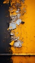 a close up of a yellow and black wall with peeling paint Royalty Free Stock Photo