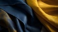 close up of yellow and blue fabric textured background. studio shot Royalty Free Stock Photo