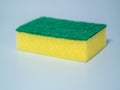 Close-up of Yellow Dish Washing Sponge,foamy cleaning sponge