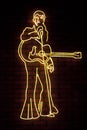 Neon light shaped into Elvis Presley