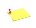 Close-up Yellow note and Red pushpin  isolated on white background with copy space Royalty Free Stock Photo