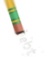 A close up of a yellow pencil erasing a grunge background to reveal a clean white text space or copy