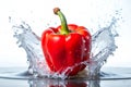 Pepper in spray of water Royalty Free Stock Photo