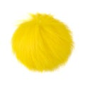 Close up of yellow rabbit fur pompom isolated on white background Royalty Free Stock Photo