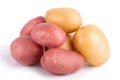 Close up of yellow and red potatoes isolated on white background close up Royalty Free Stock Photo