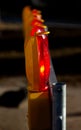 Close-up of yellow and red warning lights seen from the side Royalty Free Stock Photo