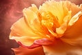 Close up of a yellow rose on a blurred background, tinted