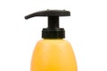 Close up of yellow shampoo bottle Royalty Free Stock Photo