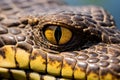 Close-up of a yellow snake eye showing stunning texture and wildlife detail Royalty Free Stock Photo