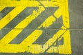 Yellow no parking lines on ground Royalty Free Stock Photo