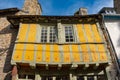 Close-up on a yellow timber framed house in Treguier, Brittany