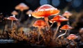 Close up of a yellow toadstool, a slimy autumn growth generated by AI Royalty Free Stock Photo