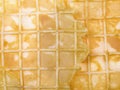 Close up of yellow waffle texture