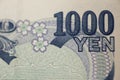 Close up on 1000 YEN banknote Royalty Free Stock Photo