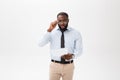 Close up Young African-American Businessman with Looking at the Camera While Holding Document Paper Royalty Free Stock Photo