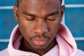 Close up young african american man with eyes closed Royalty Free Stock Photo