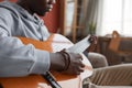 Young African-American Man Playing Guitar Close Up Royalty Free Stock Photo