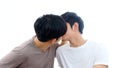 Close up of young asian gay couple kissing, Asia lgbtq, homosexual love expression lifestyle, love win pride concept