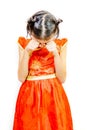 Close up young Asian woman feeling upset, sad, unhappy or disappoint crying lonely,Chinese baby girl crying Royalty Free Stock Photo