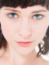 Close up of Young  atrractive Brunette Woman with blue eYES Royalty Free Stock Photo