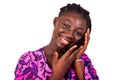 Close-up of a young beautiful African woman with braided hair, happy Royalty Free Stock Photo