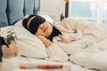 Close up of young beautiful woman feeling good while sleeping Royalty Free Stock Photo